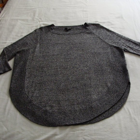 EXPRESS Gray & Black Marled 1/2 Sleeve ROUNDED Hem SWEATER Sz X-SMALL (XS) - Picture 4 of 6